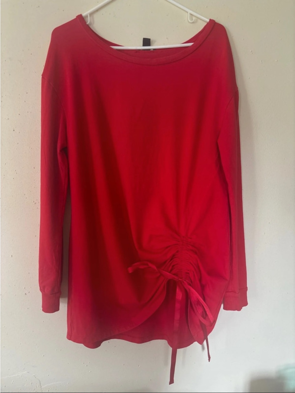 Halogen Red Long-Sleeve Ruched Side Sweatshirt